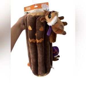 Zippy Paws burrow interactive puzzle dog toy with 3 squirrels - Brown
